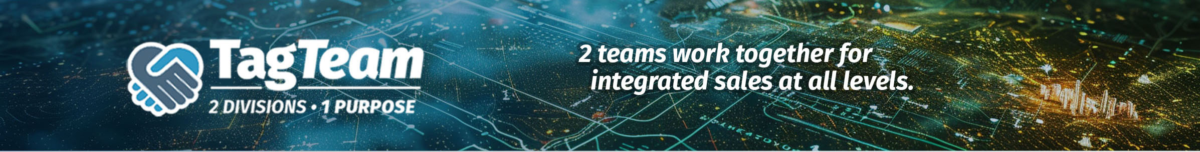 TagTeam — 2 Divisions, 1 Purpose. Two teams work together for integrated sales at all levels.