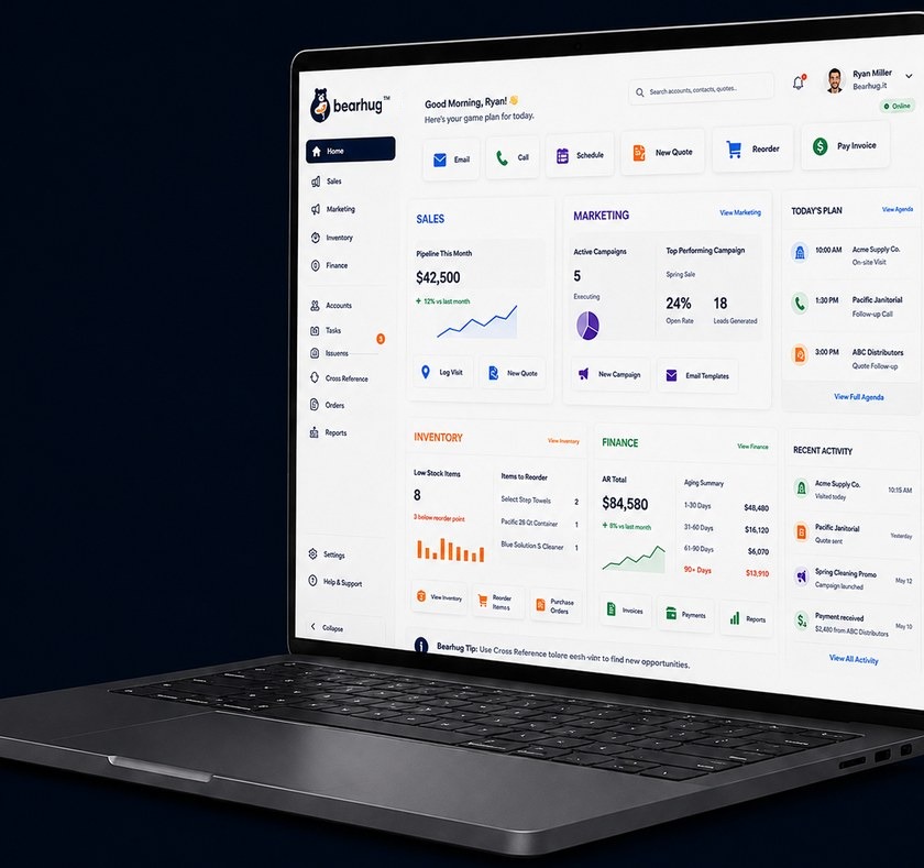 bearhug Command Center dashboard on a laptop